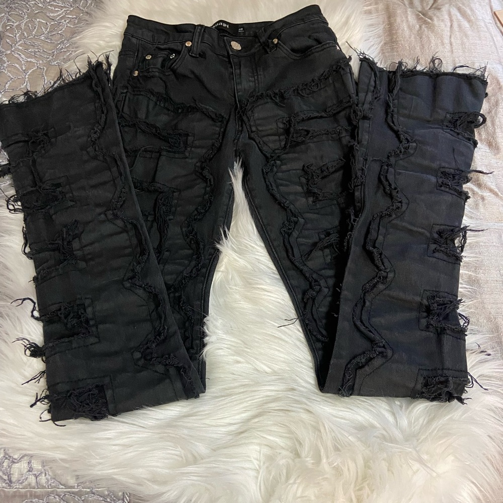 GUAPI Sz 28 Black Distressed and Stacked Women’s Skinny Jeans - Picture 3 of 14